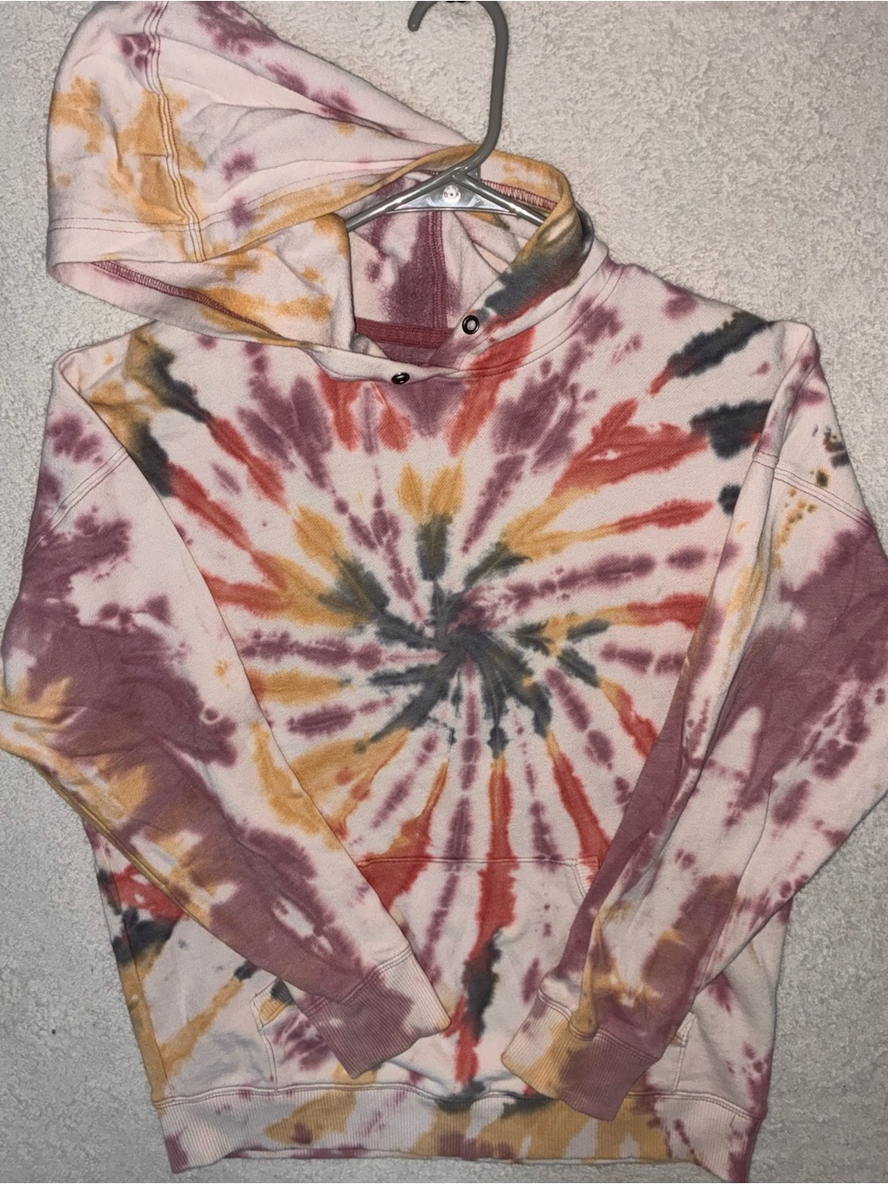 Aeropostale Multicolor Tie-Dye Crewneck Hoodie - Mauve, Mustard, Charcoal, Rust